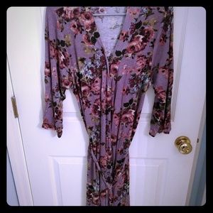 Maternity robe, swaddle blanket and head band set